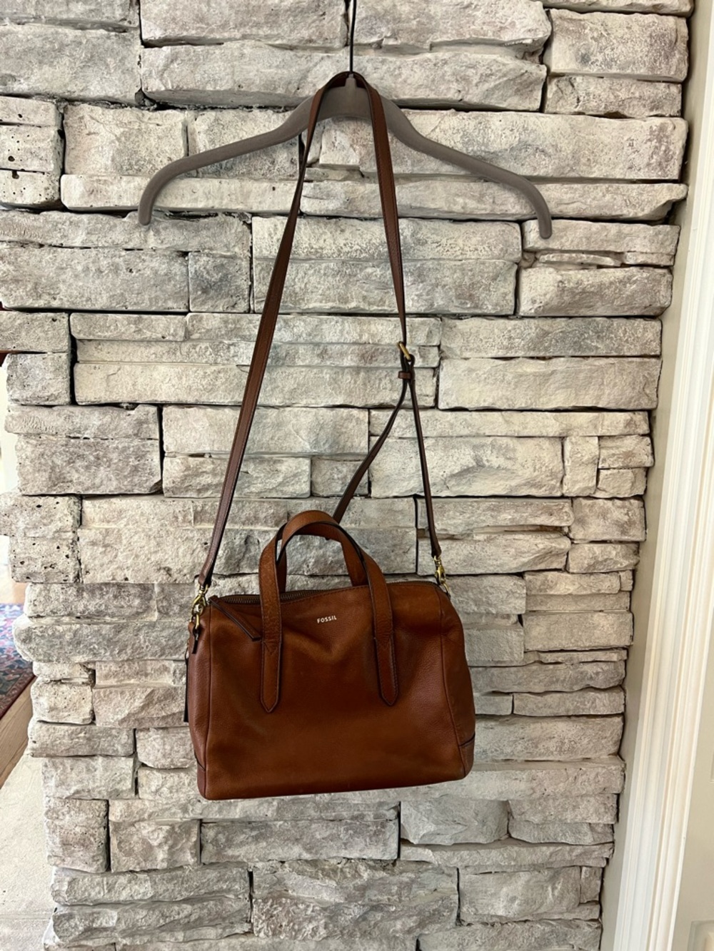 Fossil Sydney Leather Shoulder Bag in Warm Brown Cognac- Cross Body - Picture 6 of 6